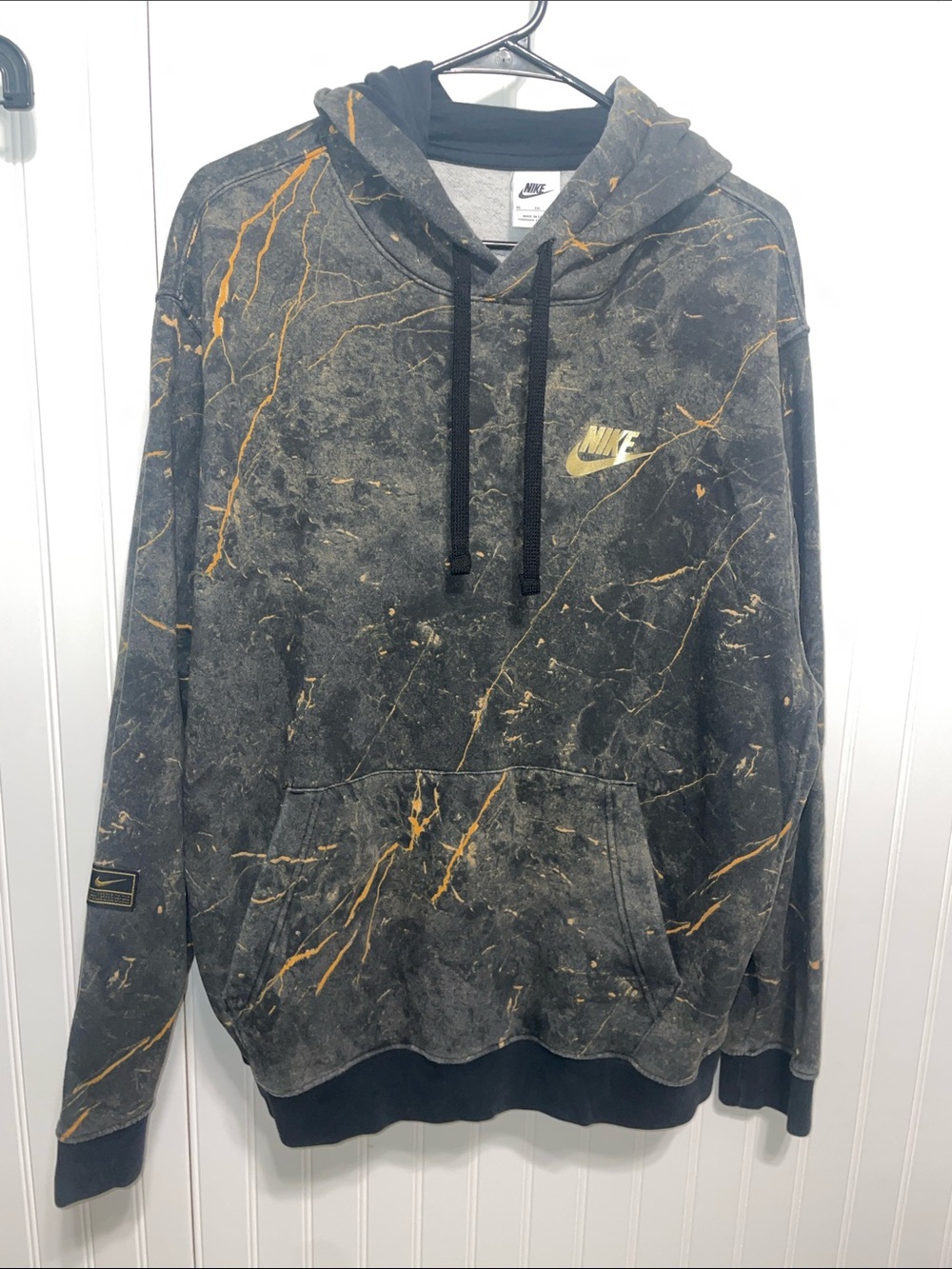 Nike Black Hoodie with Gold Marbled Accents